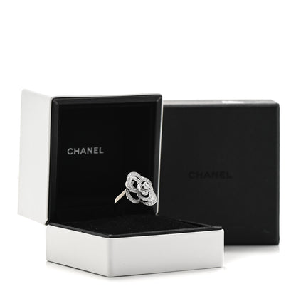 Chanel 18K White Gold Diamond Fil de Camelia Ring 51 5.75 7 of 7