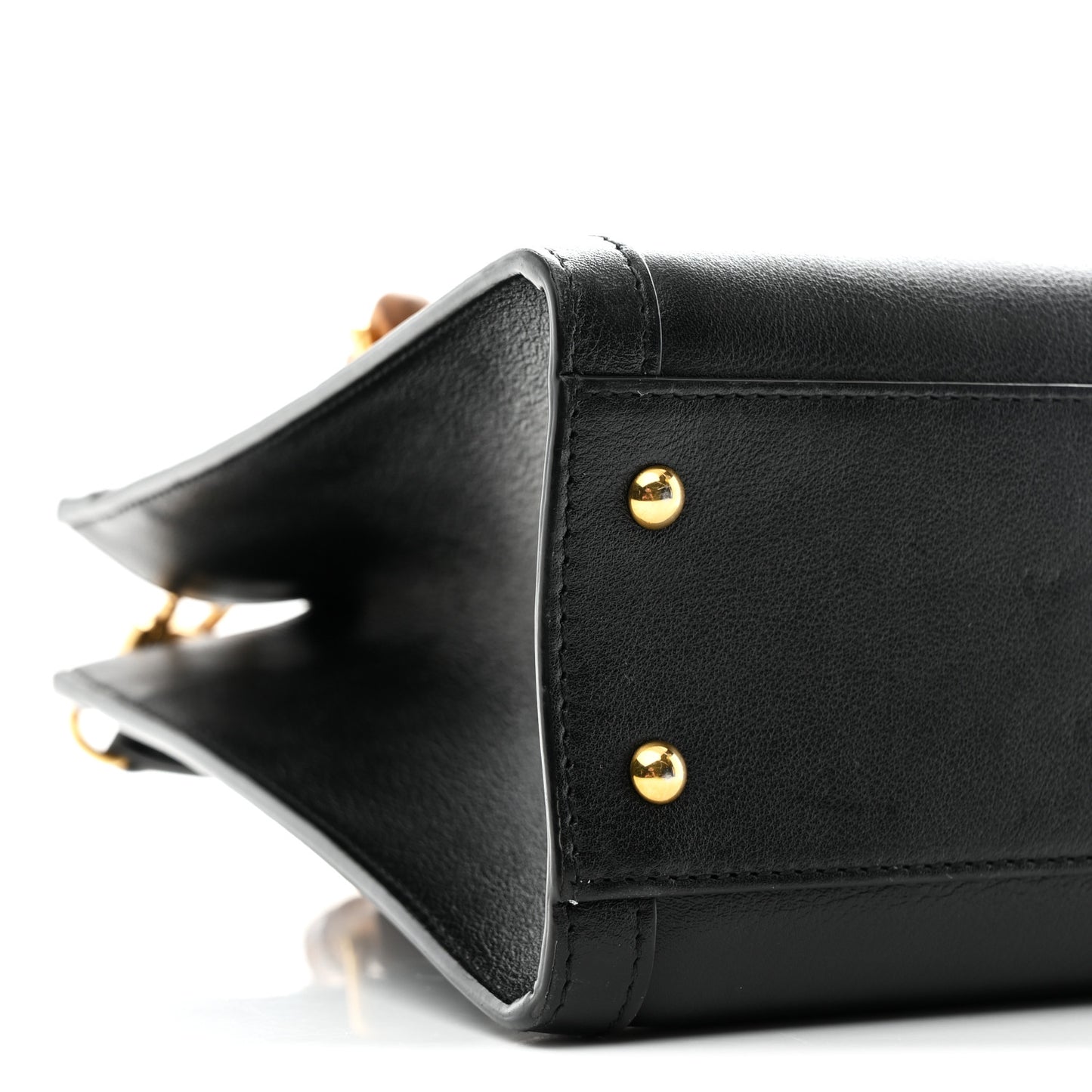 Calfskin Small Diana Tote Bag Black Yellow Fluo