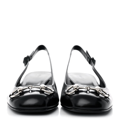 Gucci Regent Calfskin Horsebit Slingback Pumps 38 Black 2 of 11