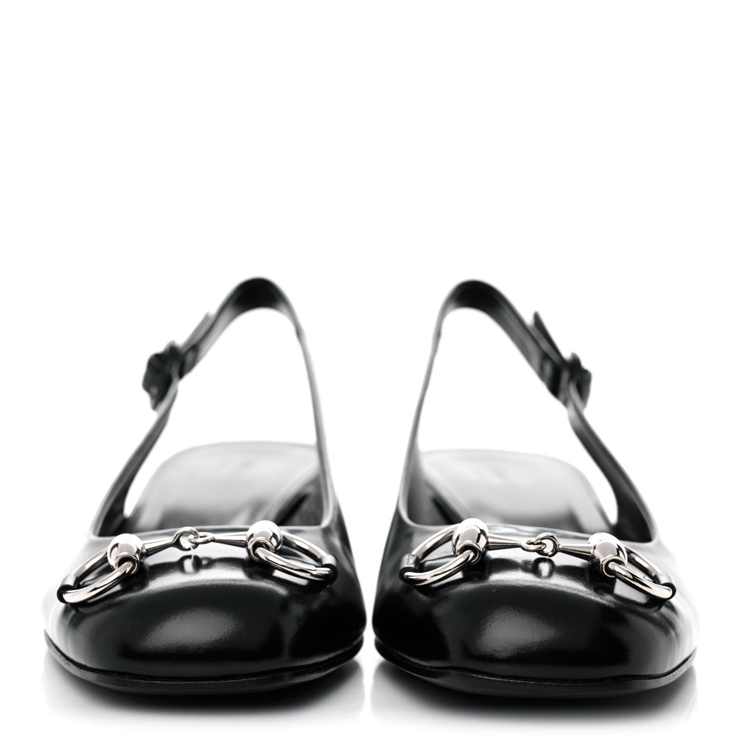 Regent Calfskin Horsebit Slingback Pumps 38 Black