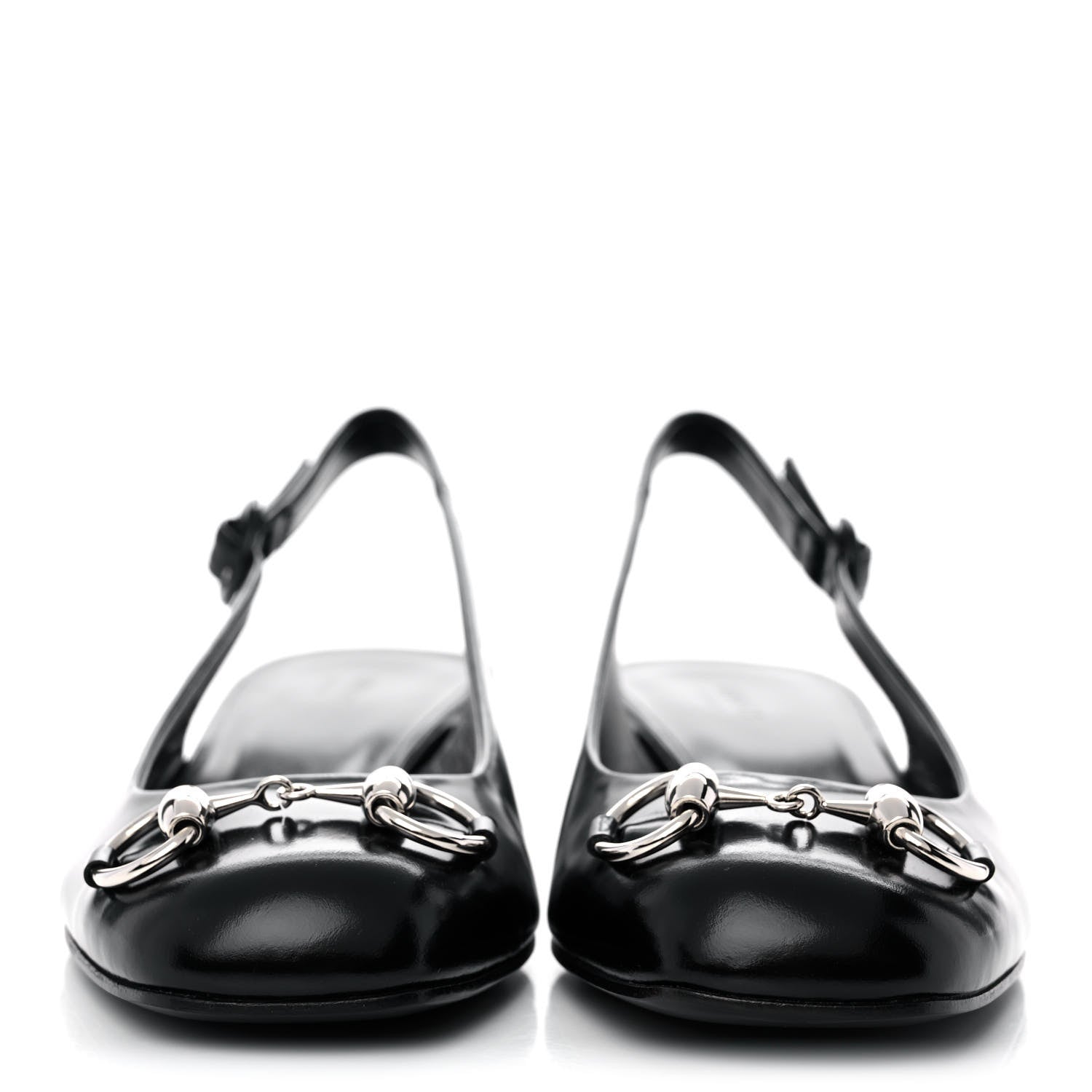 Gucci Regent Calfskin Horsebit Slingback Pumps 38 Black 3 of 10