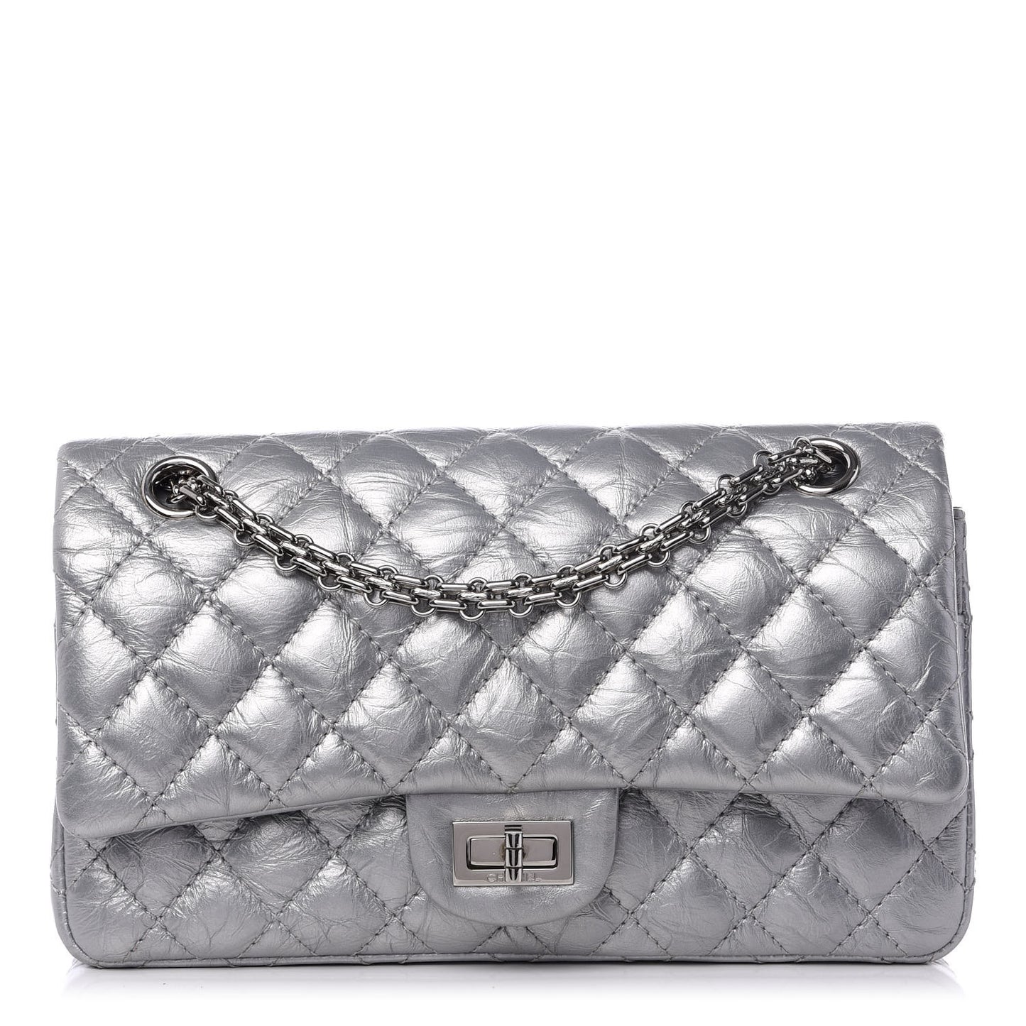Metallic Aged Calfskin 2.55 Reissue 225 Flap Silver