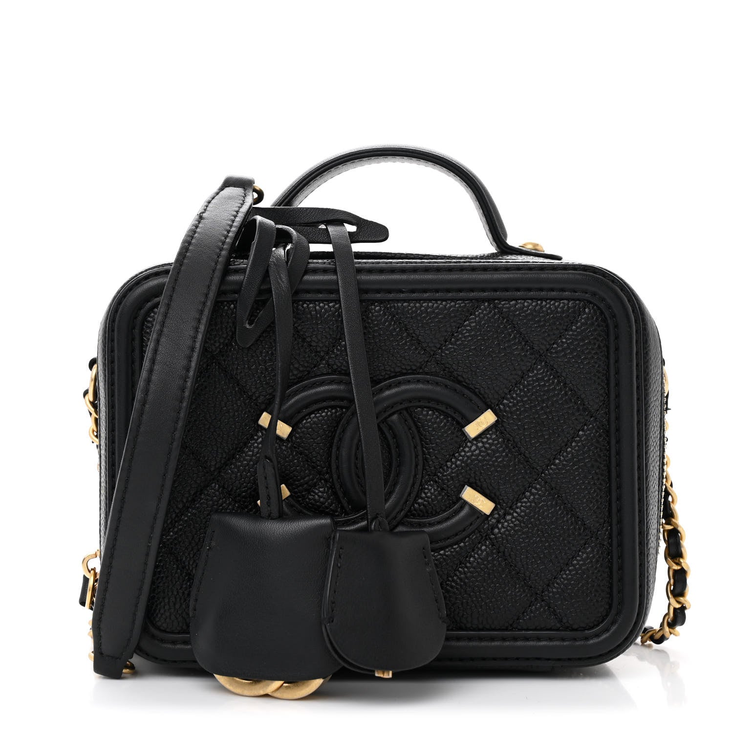 Chanel Caviar Quilted Small CC Filigree Vanity Case Black 1 of 11