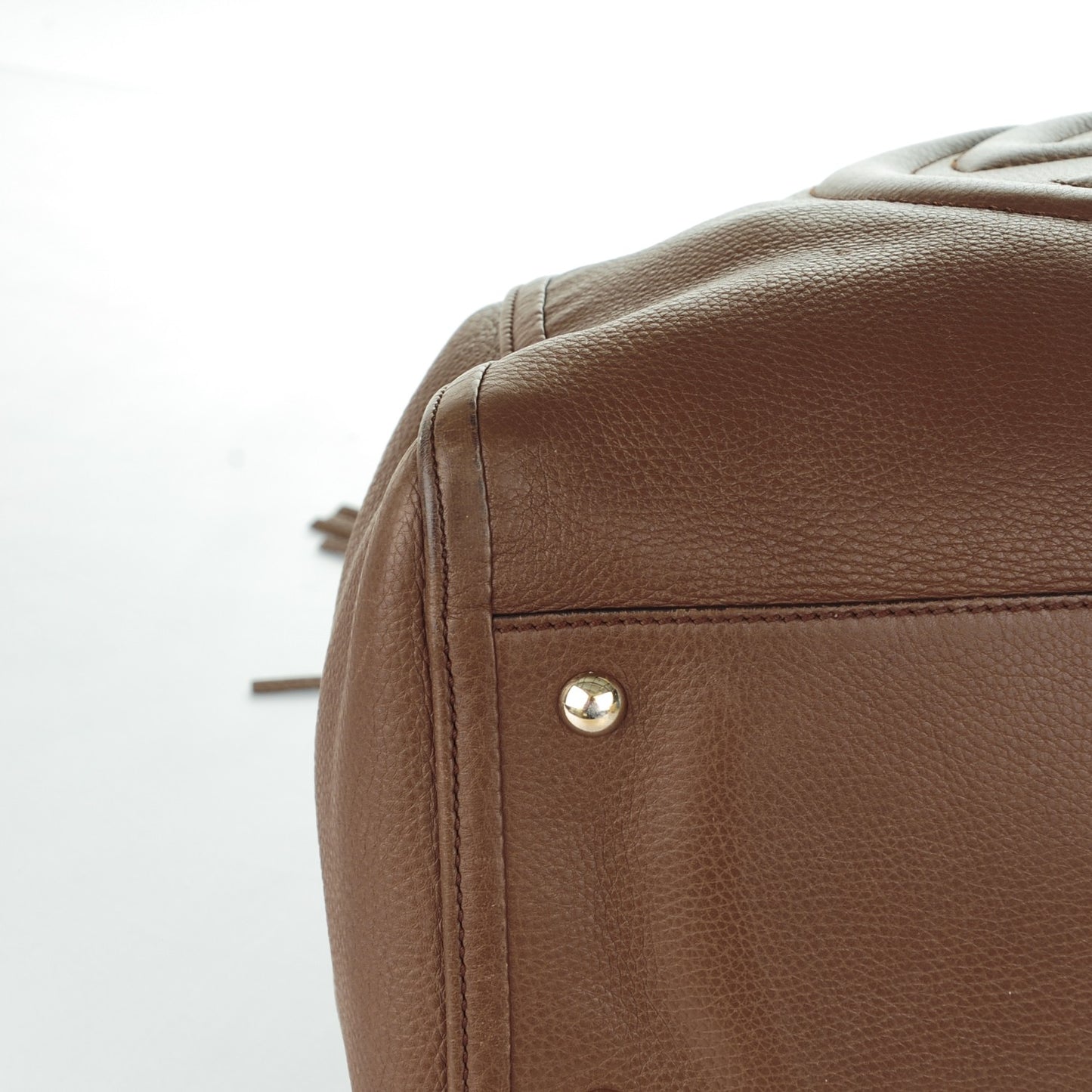 Pebbled Calfskin Medium Soho Shoulder Bag Brown