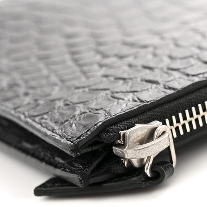 Saint Laurent Calfskin Crocodile Embossed Document Holder Black 8 of 9