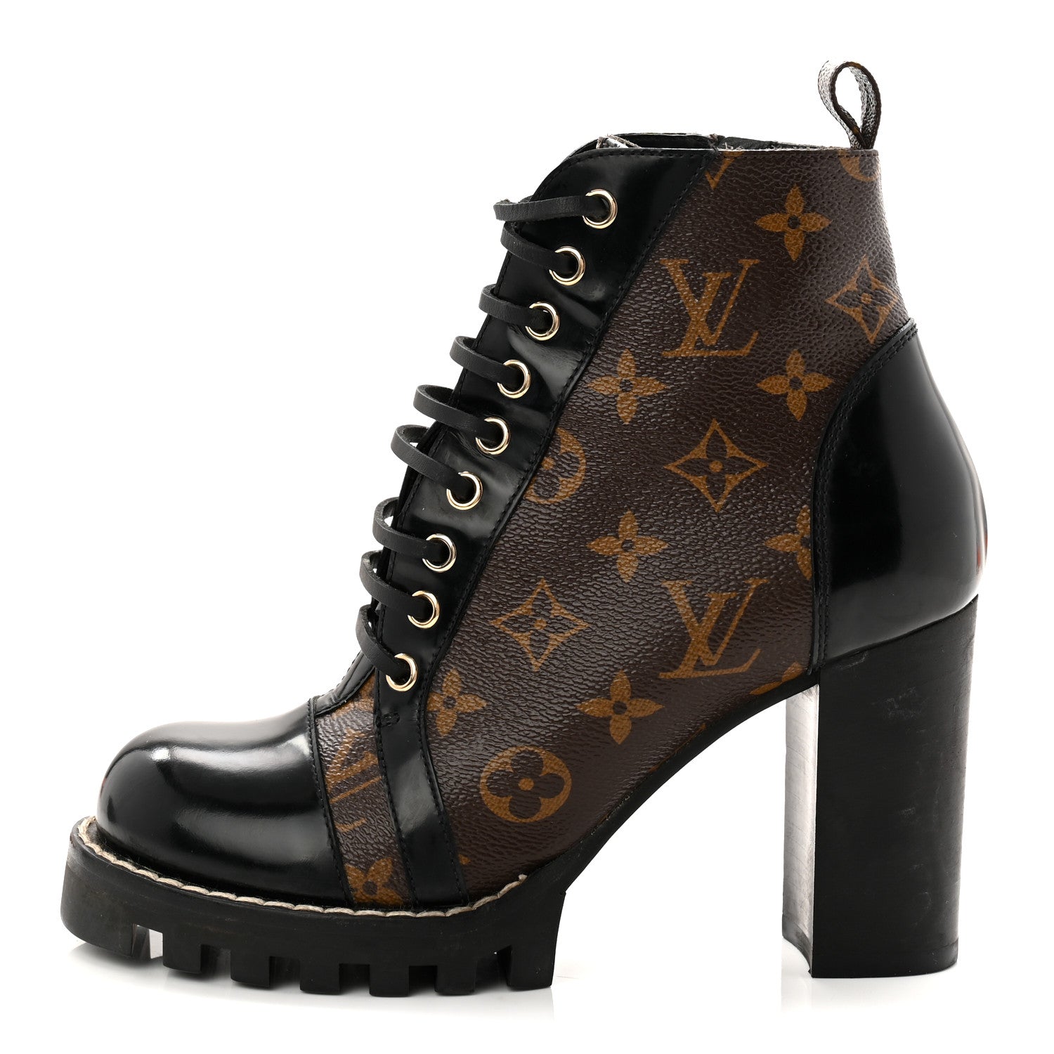 Louis Vuitton Patent Calfskin Monogram Star Trail Ankle Boots 37.5 Black 1 of 9