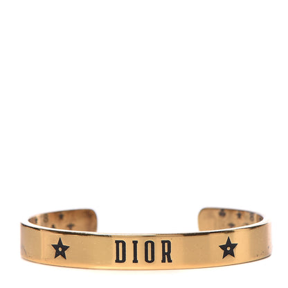 Christian Dior Metal Star Logo Bracelet Cuff Gold 1 of 5