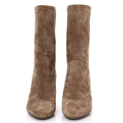 Chanel Suede Calfskin Fabric Short Boots 36 Brown 3 of 11