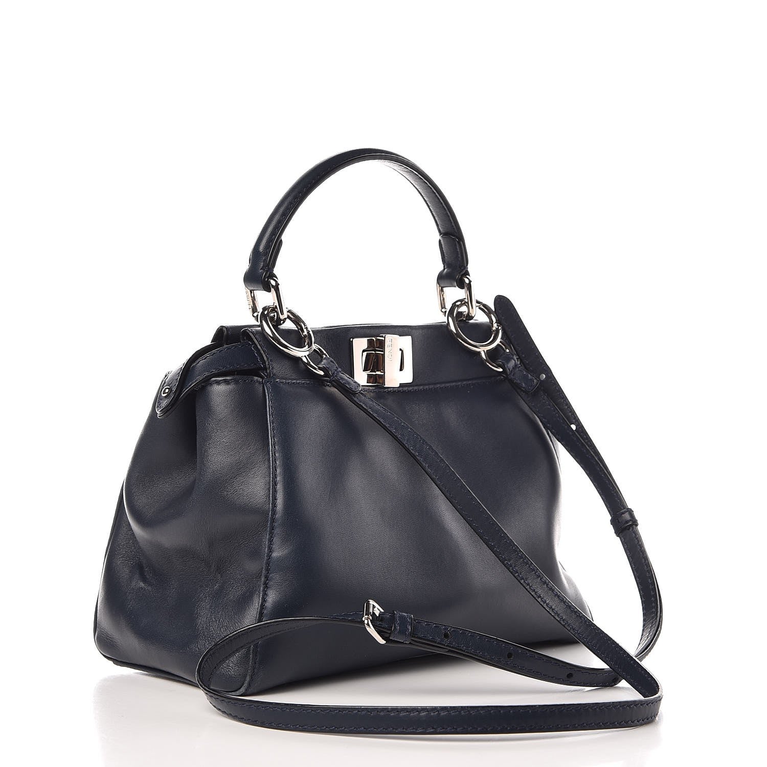 Fendi Nappa Mini Peekaboo Iconic Satchel Dark Blue 4 of 16