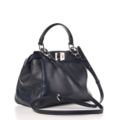 Fendi Nappa Mini Peekaboo Iconic Satchel Dark Blue 4 of 16