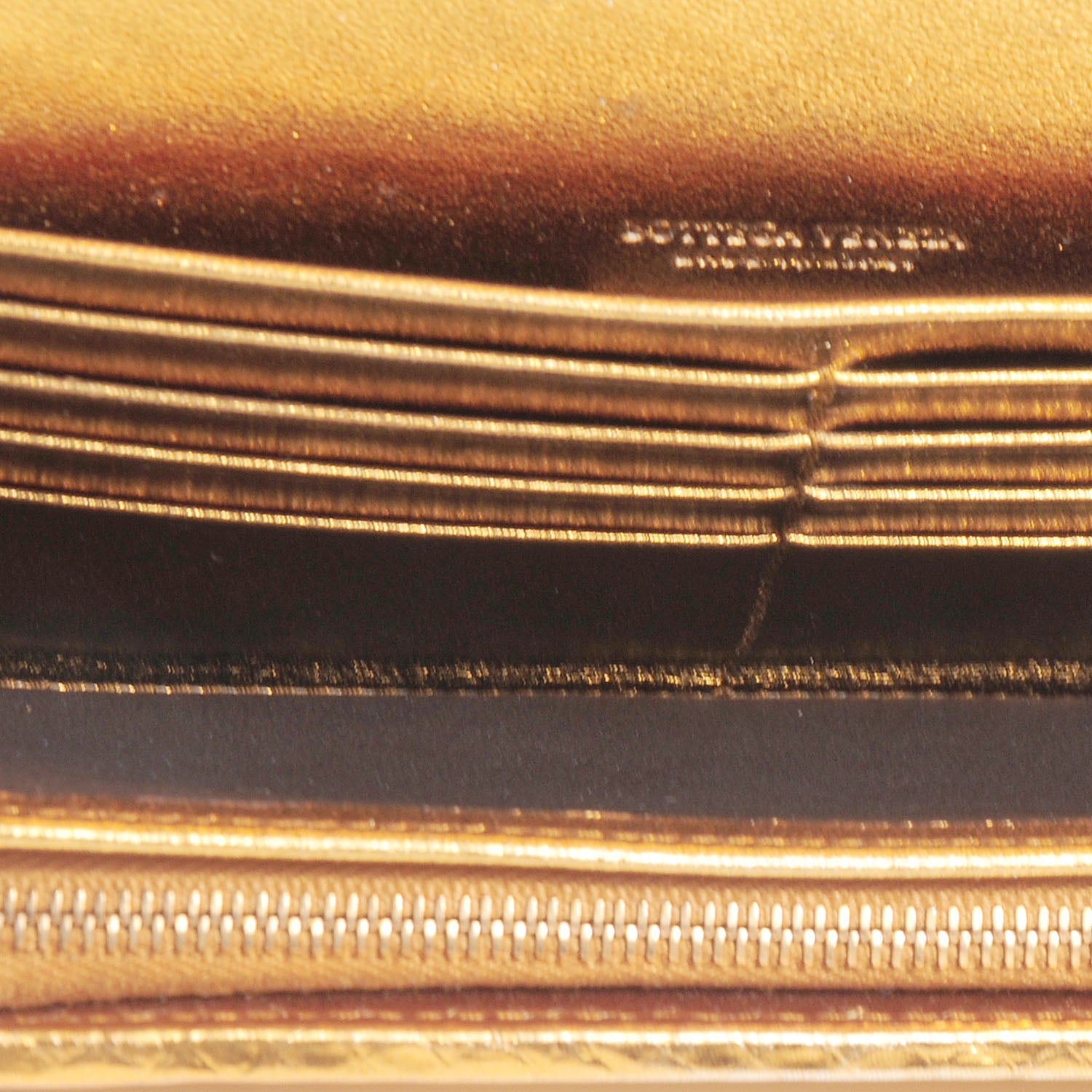 Bottega Veneta Metallic Nappa Ayers Intrecciato Continental Wallet Oro Bruciato 6 of 9