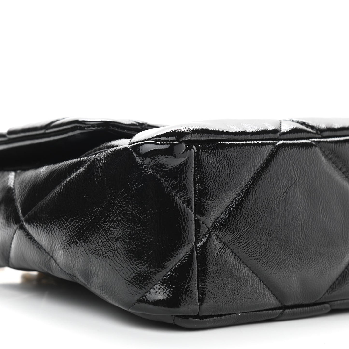Shiny Crumpled Calfskin Quilted Large Chanel 19 Flap Black