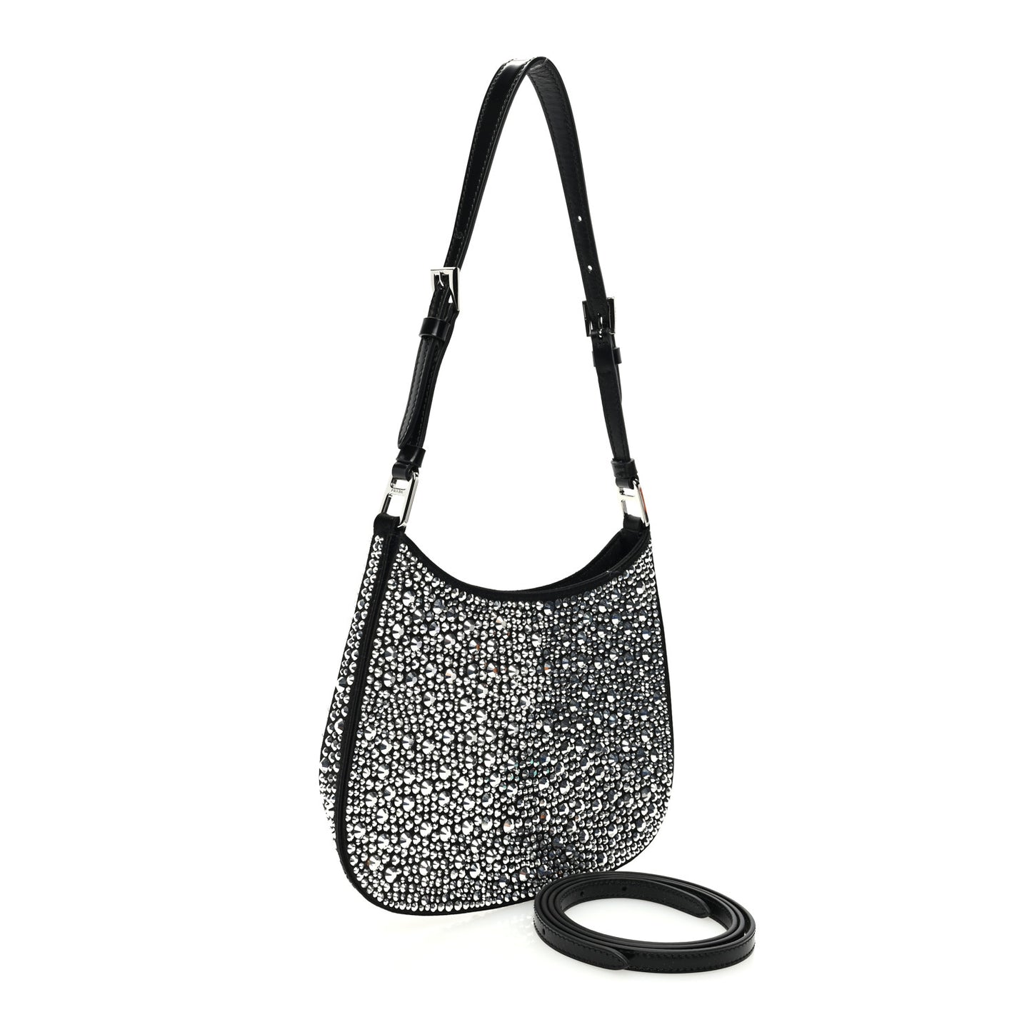 Satin Crystal Cleo Adjustable Strap Shoulder Bag Metal