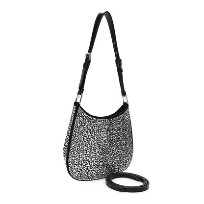 Prada Satin Crystal Cleo Adjustable Strap Shoulder Bag Metal 3 of 10