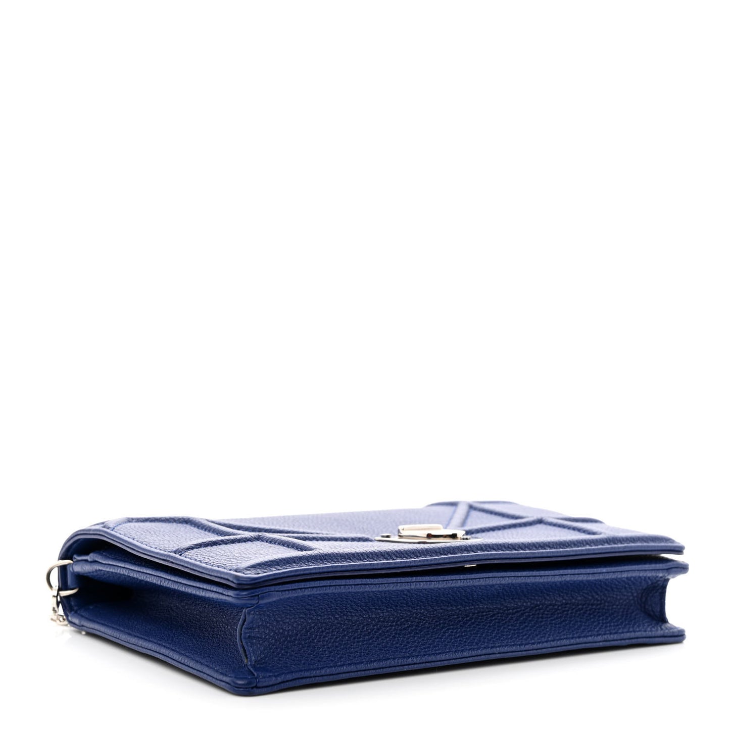 Grained Calfskin Diorama Wallet on Chain Pouch Blue