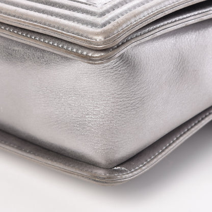 Chanel Metallic Calfskin Quilted Large Boy Flap Silver 10 of 10