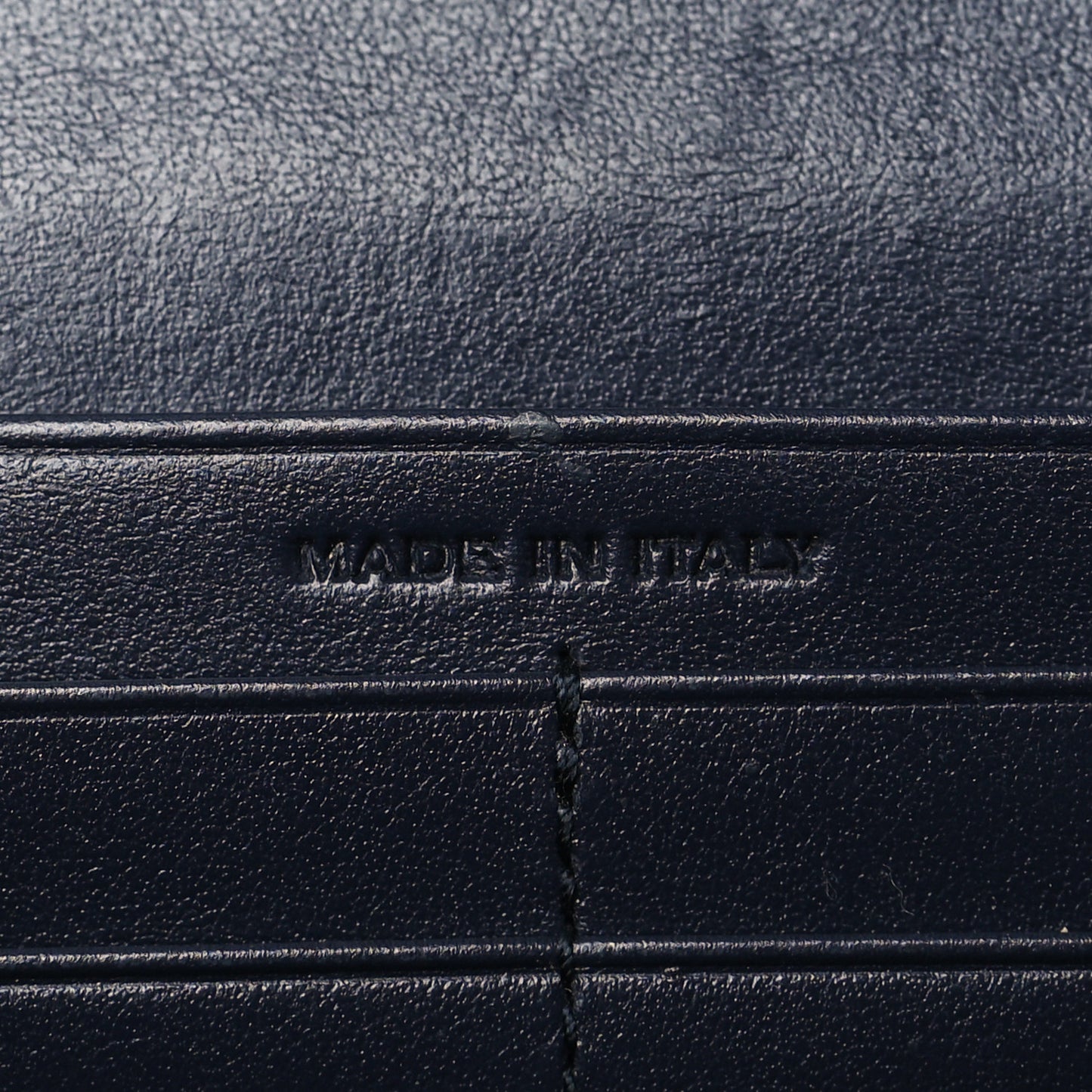 Calfskin Crocodile Embossed Monogram Flap Wallet Navy