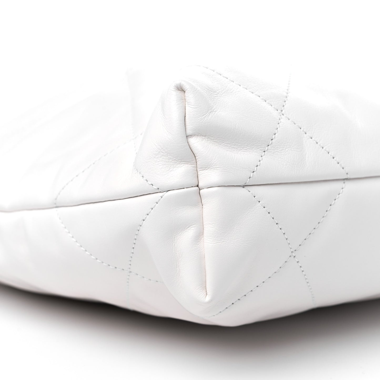 Shiny Calfskin Quilted Small Chanel 22 White