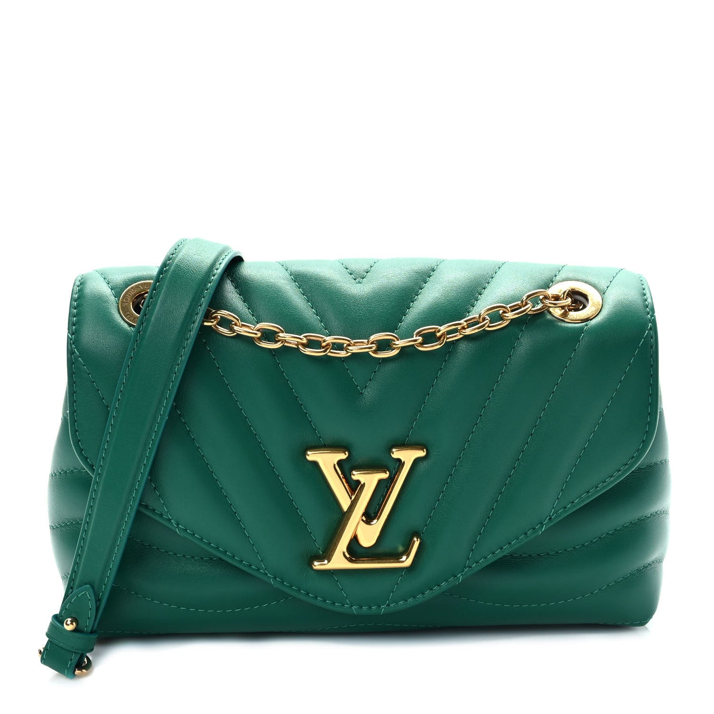 Calfskin New Wave Chain Bag MM NM Emerald