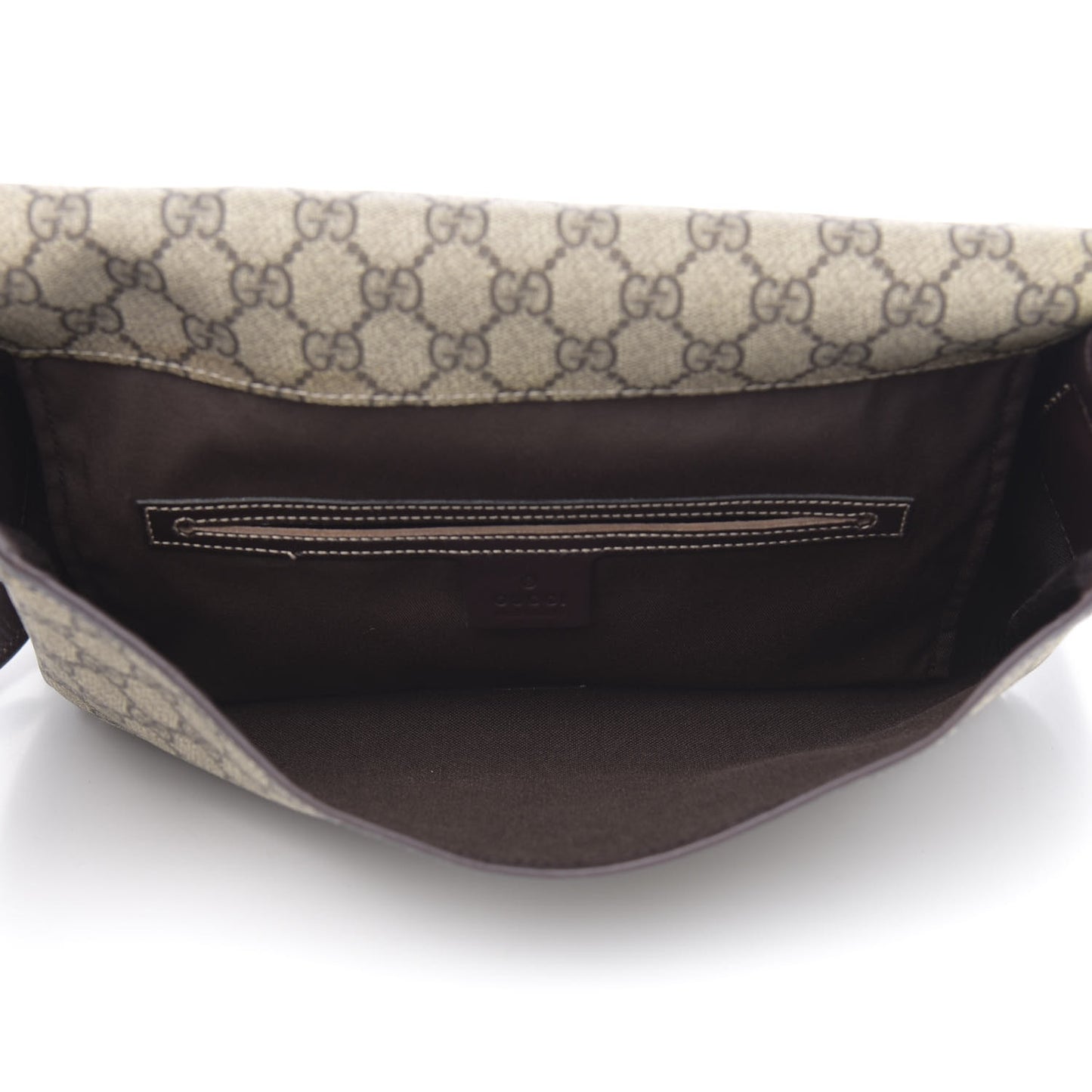 GG Plus Monogram Web Medium Flap Messenger Beige Dark Brown