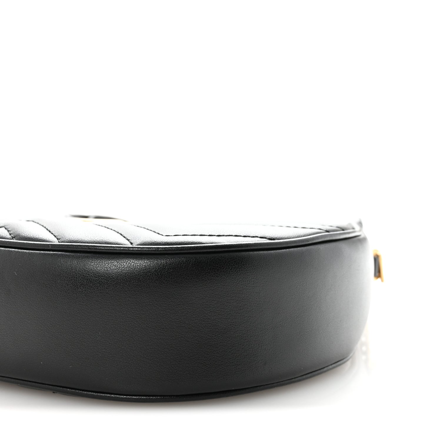 Calfskin Matelasse Chevron Mini GG Marmont Half Moon Hobo Black