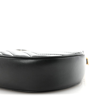 Gucci Calfskin Matelasse Chevron Mini GG Marmont Half Moon Hobo Black 9 of 9