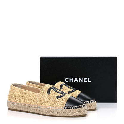 Chanel Braided Fabric Lambskin CC Espadrilles 42 Beige Black 11 of 11