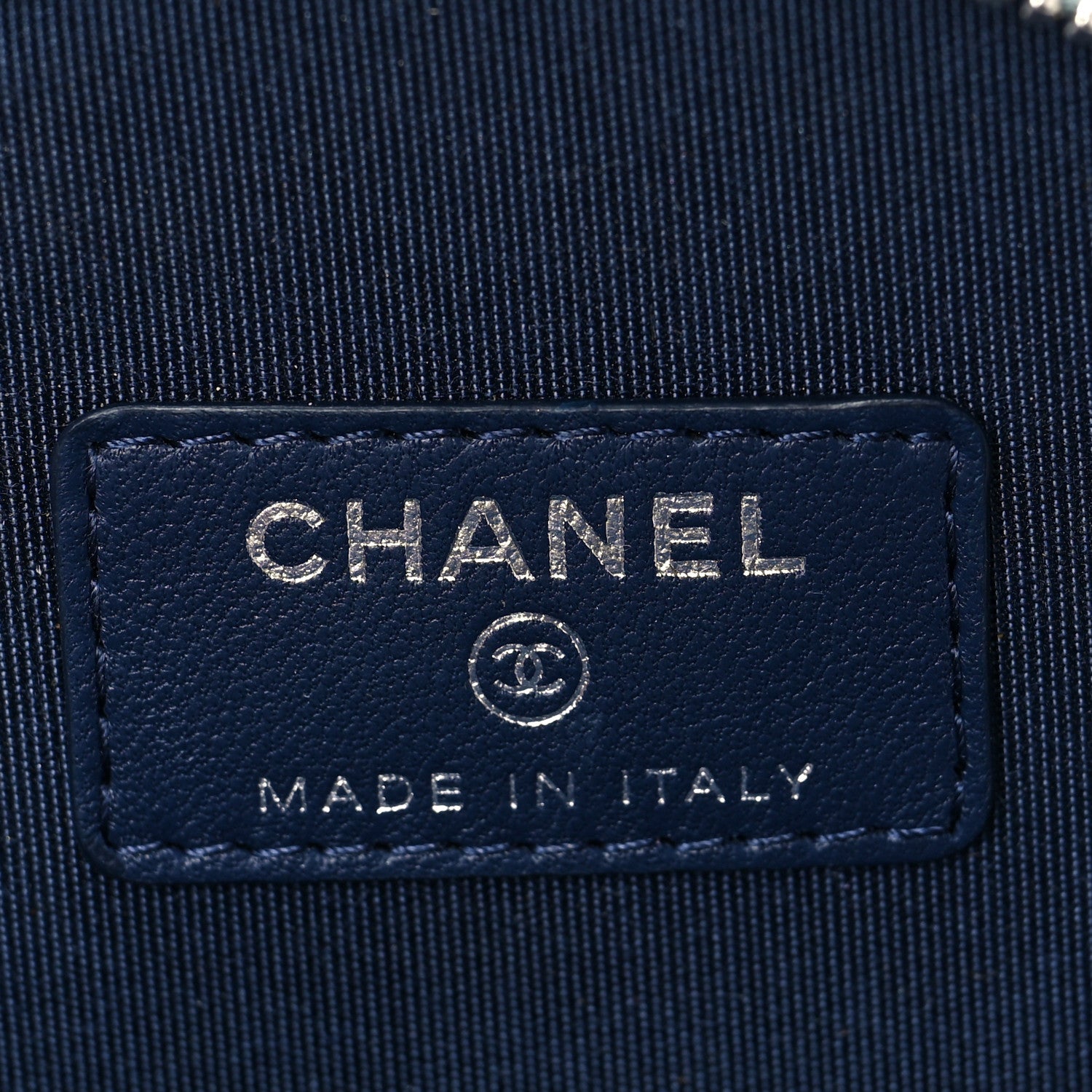 Chanel Lambskin Quilted Round Clutch With Chain Navy Blue Green Purple 6 of 8