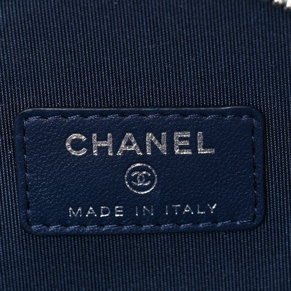 Chanel Lambskin Quilted Round Clutch With Chain Navy Blue Green Purple 6 of 8
