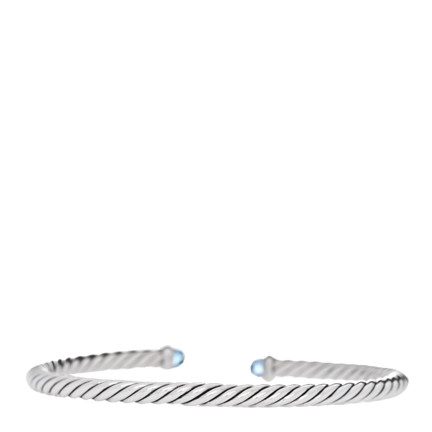 Sterling Silver 14K Yellow Gold Blue Topaz 4mm Cable Flex Bracelet