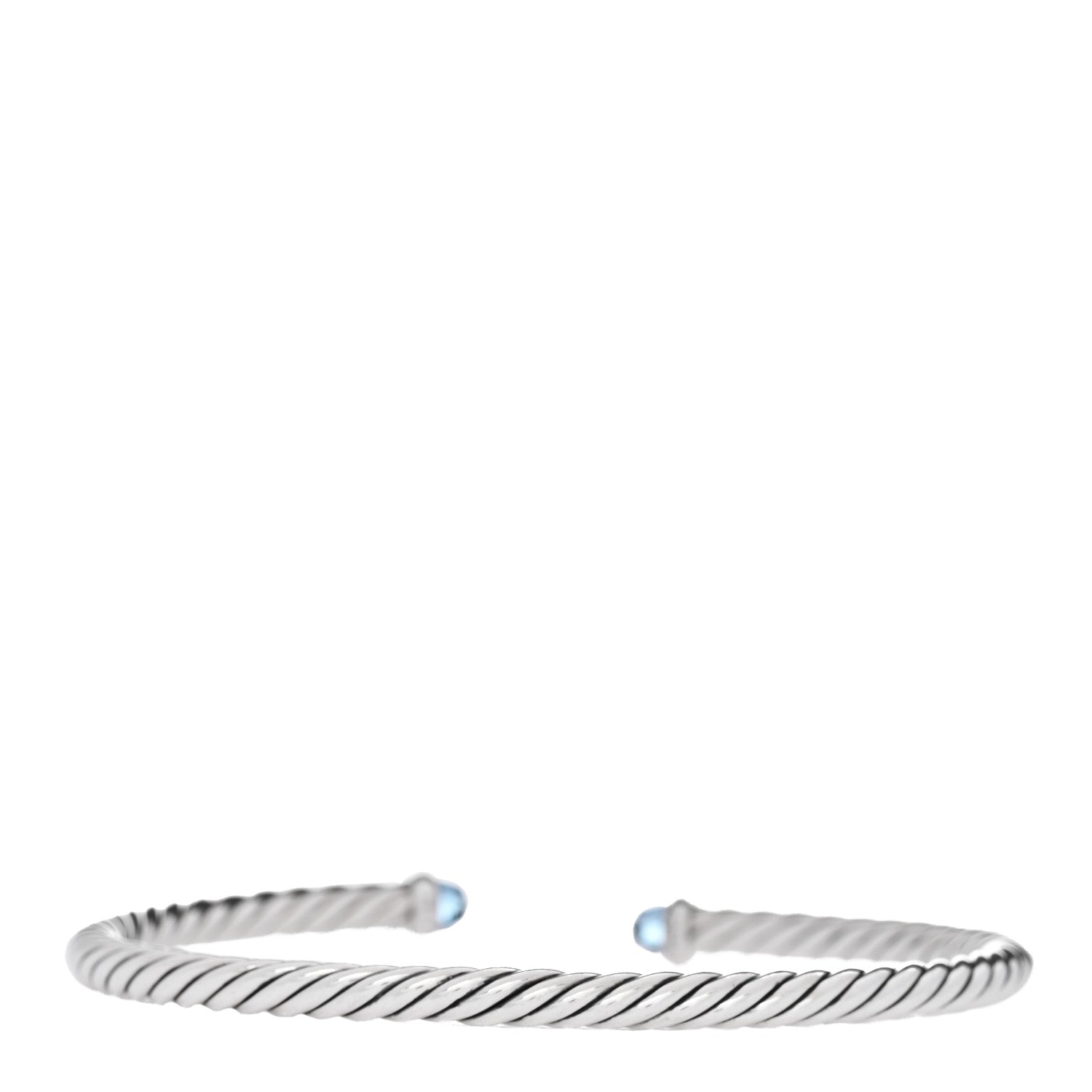 David Yurman Sterling Silver 14K Yellow Gold Blue Topaz 4mm Cable Flex Bracelet 2 of 4