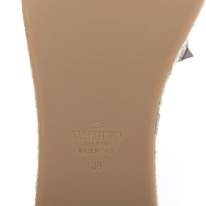 Valentino Garavani Metallic Grained Calfskin Rockstud Espadrille Flat Slide Sandals 39 Skin Natural 8 of 9