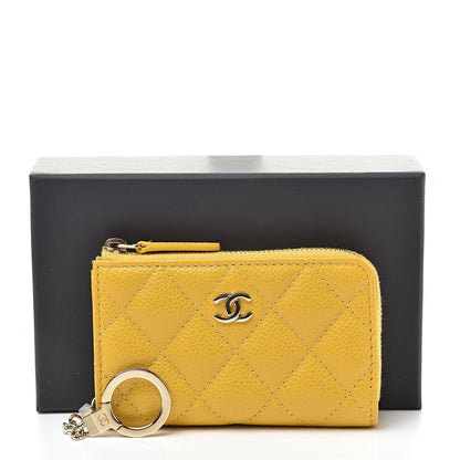 Chanel Caviar Quilted Key Holder Case Yellow 8 of 8