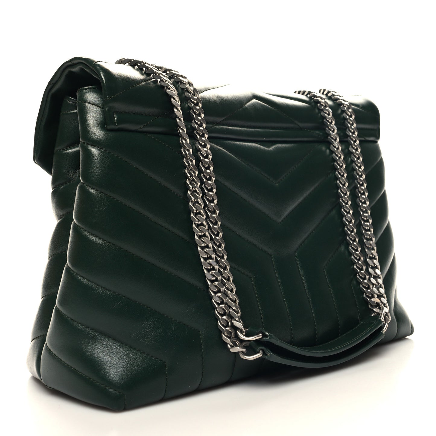 Calfskin Y Quilted Monogram Medium Loulou Chain Satchel Olive