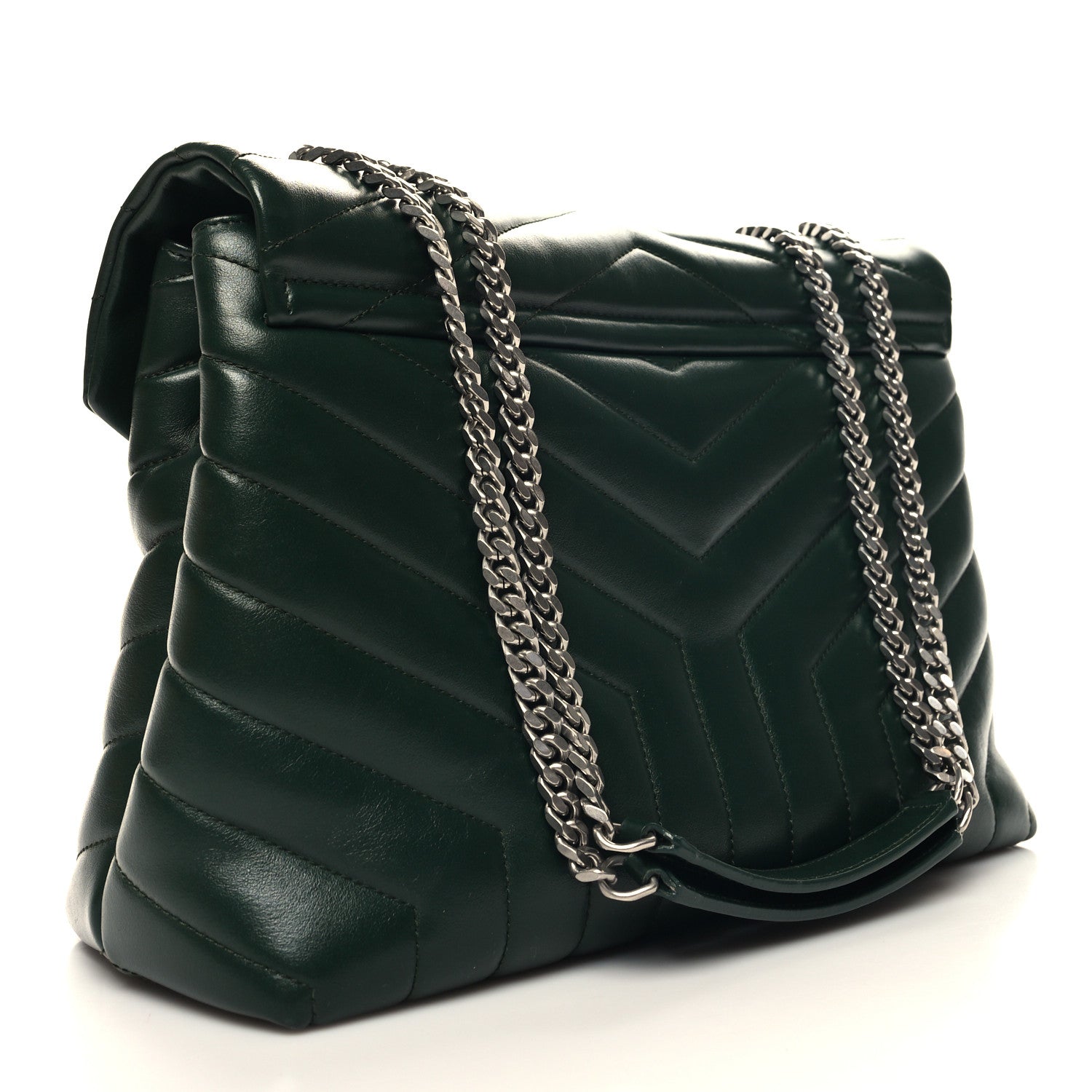 Saint Laurent Calfskin Y Quilted Monogram Medium Loulou Chain Satchel Olive 3 of 12