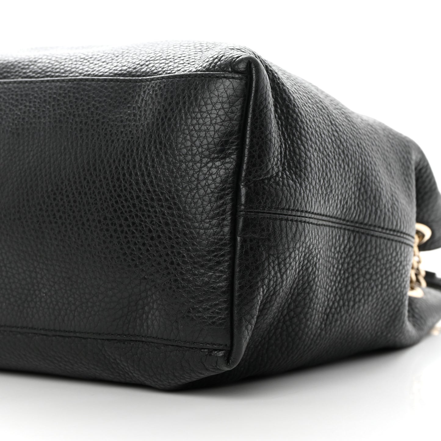 Pebbled Calfskin Large Soho Chain Shoulder Bag Black