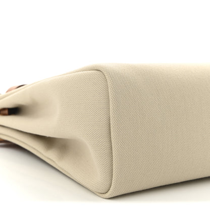 Hermes Military Toile Vache Hunter Herbag Zip Retourne 31 PM Beton Naturel 10 of 11