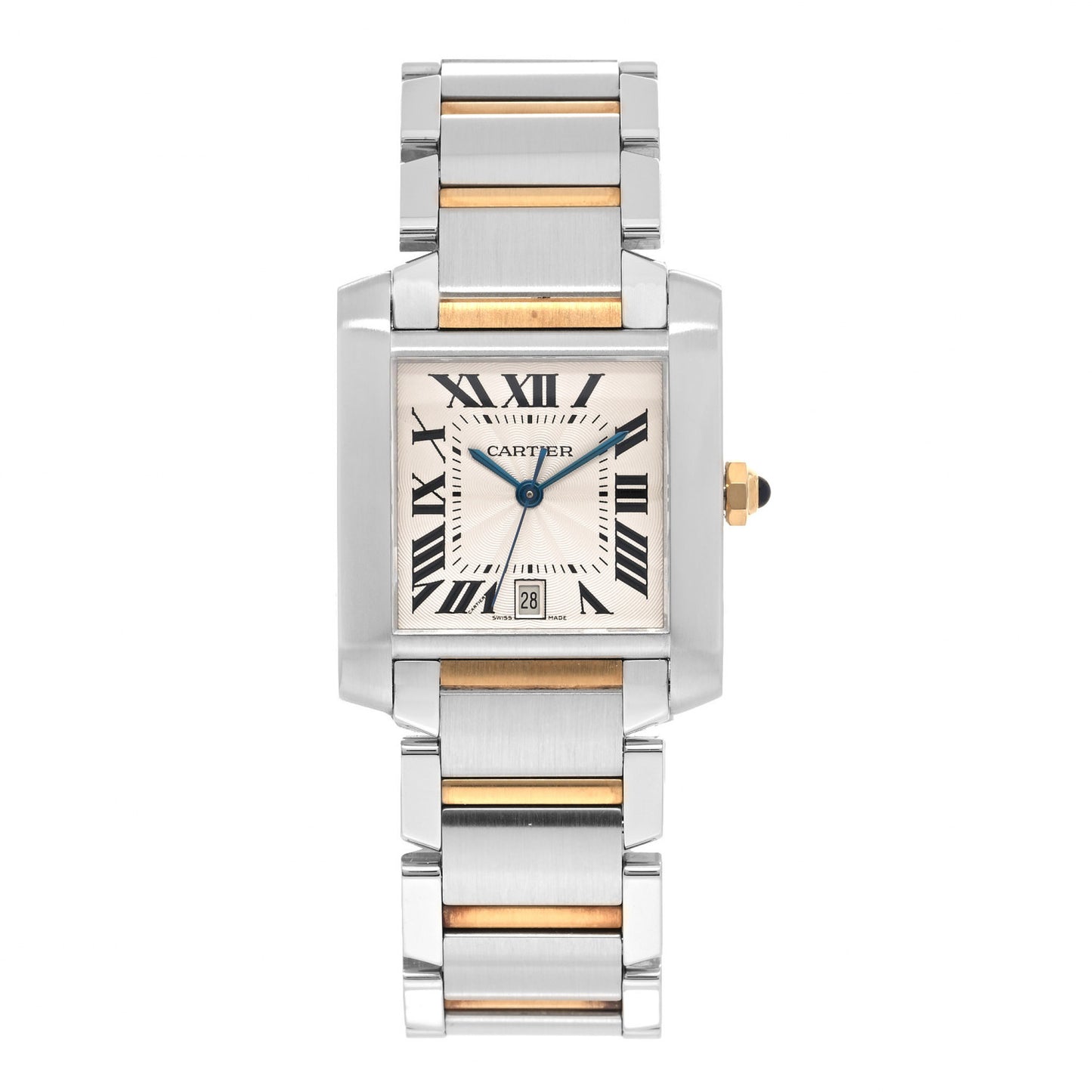 Stainless Steel 18K Yellow Gold 28mm Tank Francaise Automatic Watch