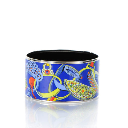Hermes Enamel Printed Extra Wide Concours d'Etrier Bracelet 65 3 of 7
