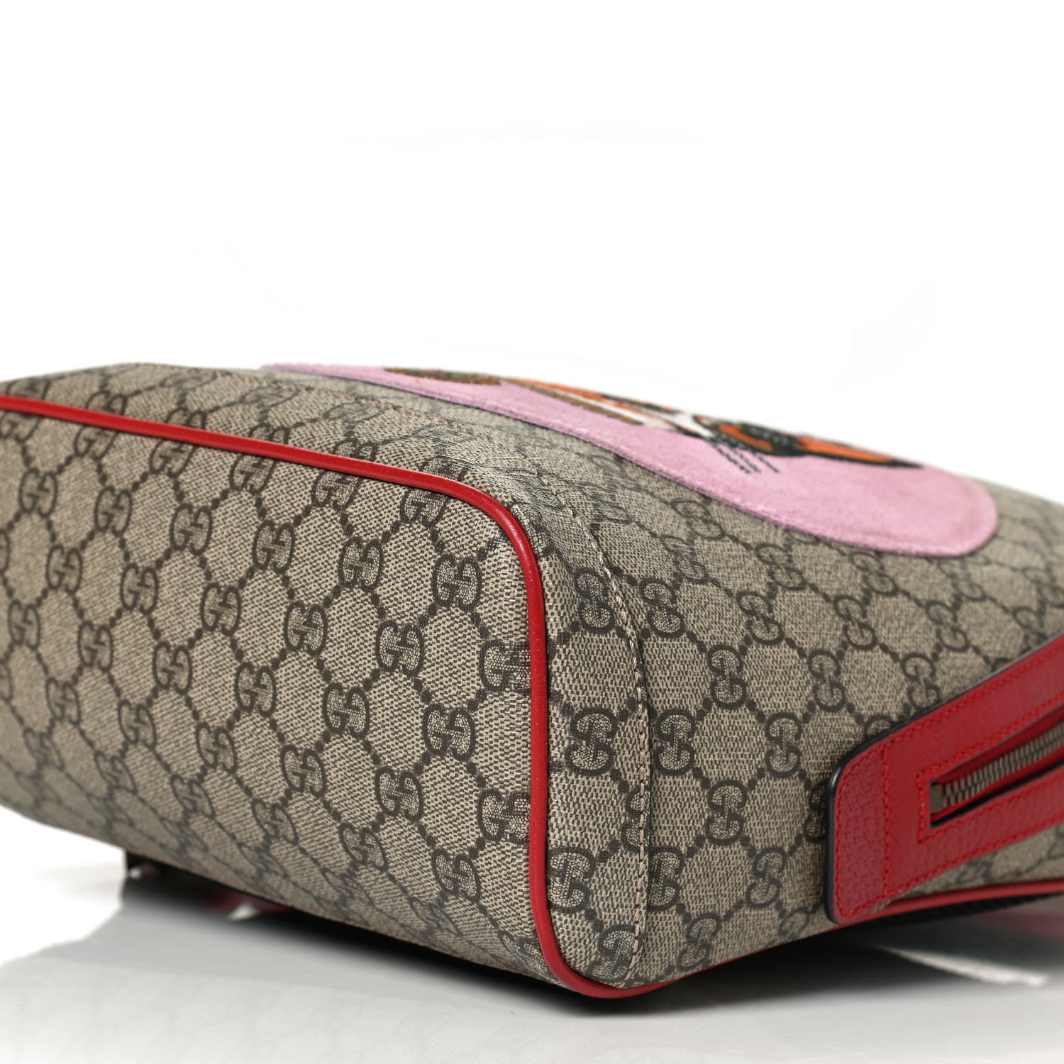 Gucci GG Supreme Monogram Web Bosco Patch Dome Backpack Beige Malva Hibiscus Red 12 of 14