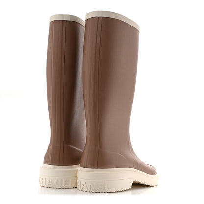 Chanel Caoutchouk CC High Boots 40 Beige White 5 of 12