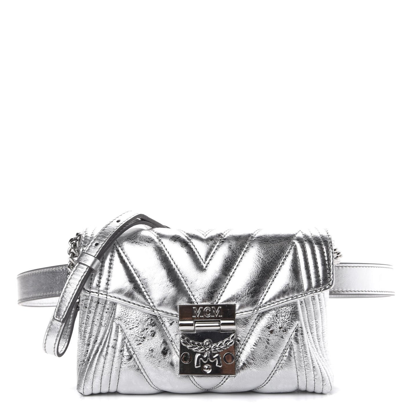 Metallic Calfskin Small Patricia Belt Bag Berlin Silver