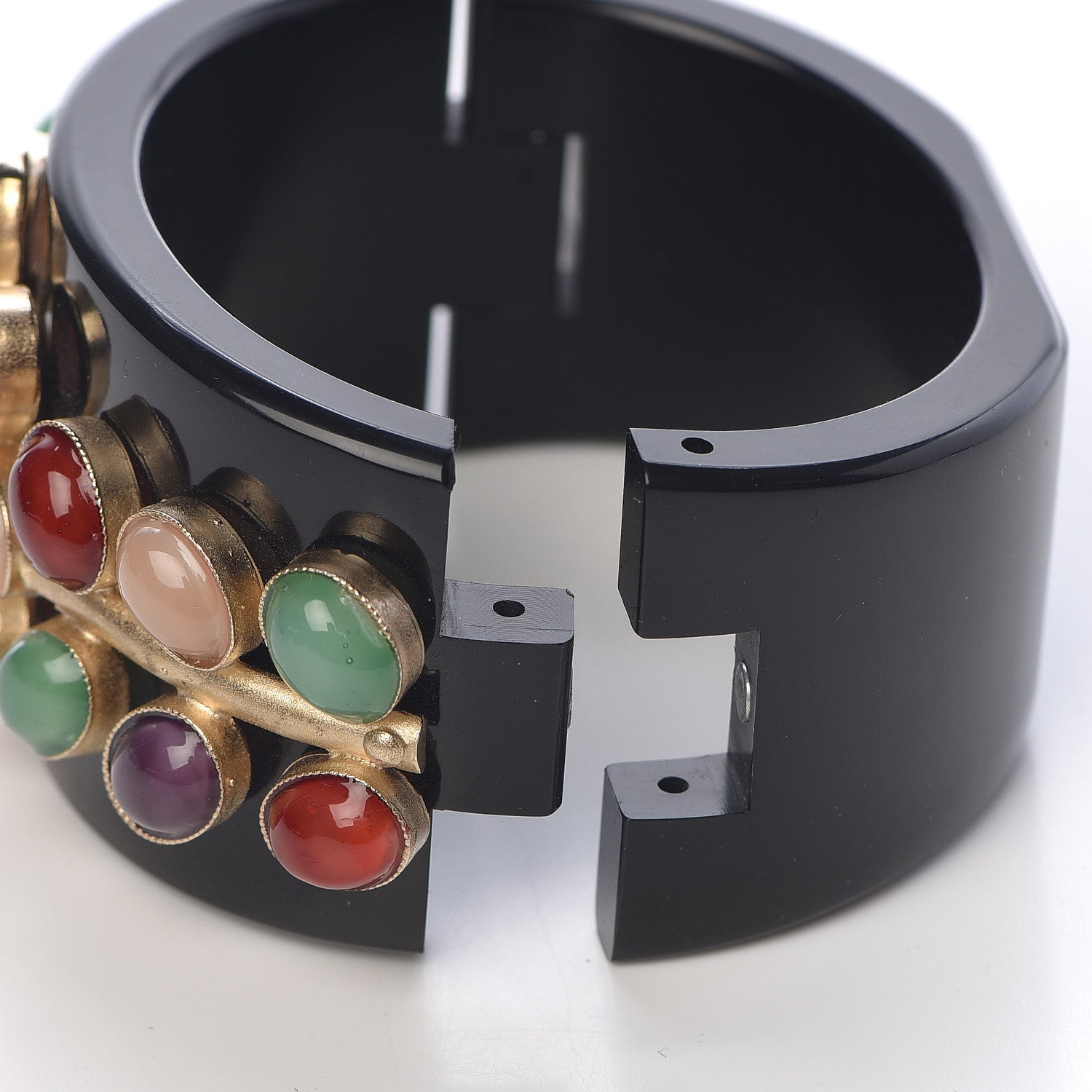 Chanel Resin Enamel Cuff Black Multicolor 5 of 5