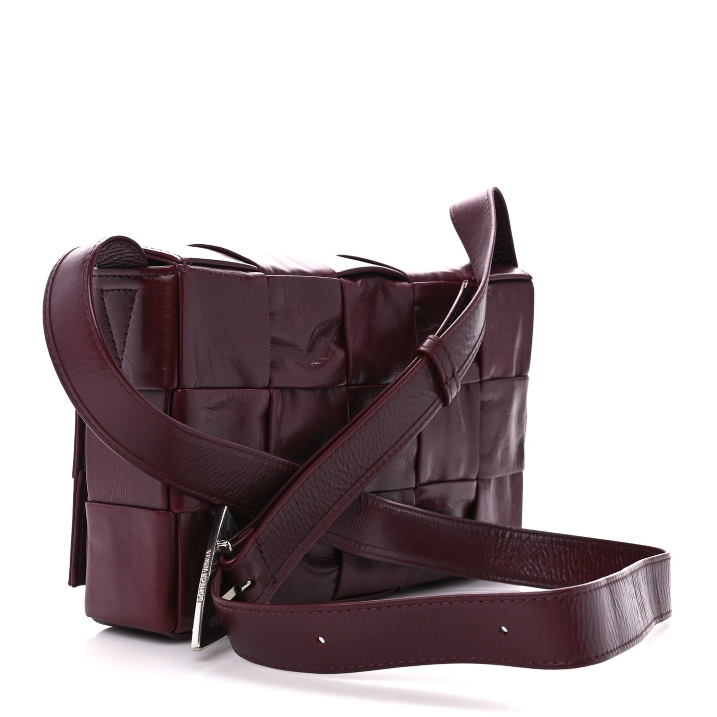 Paper Calfskin Maxi Intreccio Cassette Crossbody Bag Barolo
