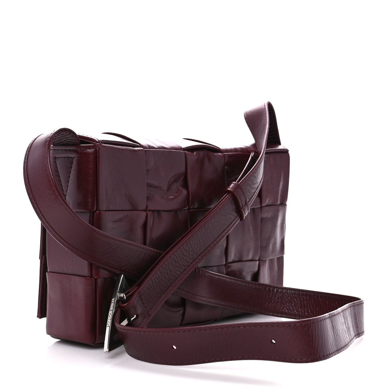 Bottega Veneta Paper Calfskin Maxi Intreccio Cassette Crossbody Bag Barolo 2 of 10