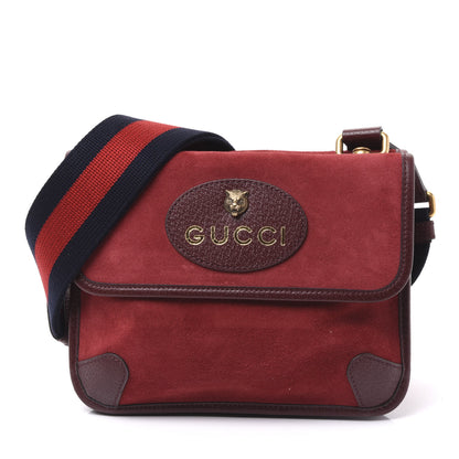 Gucci Suede Web Small Neo Vintage Double Flap Messenger Bag Romantic Cherry Chardonnay 1 of 7