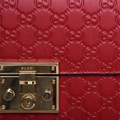 Gucci Guccissima Signature Medium Padlock Top Handle Bag Hibiscus Red 18 of 18