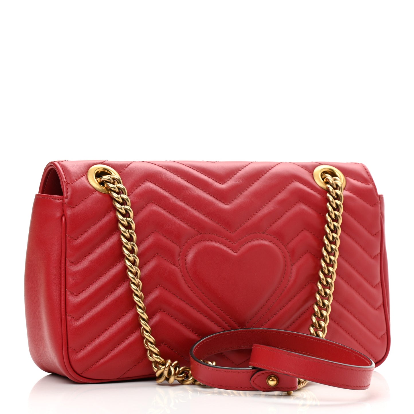 Calfskin Matelasse Small GG Marmont Shoulder Bag Hibiscus Red