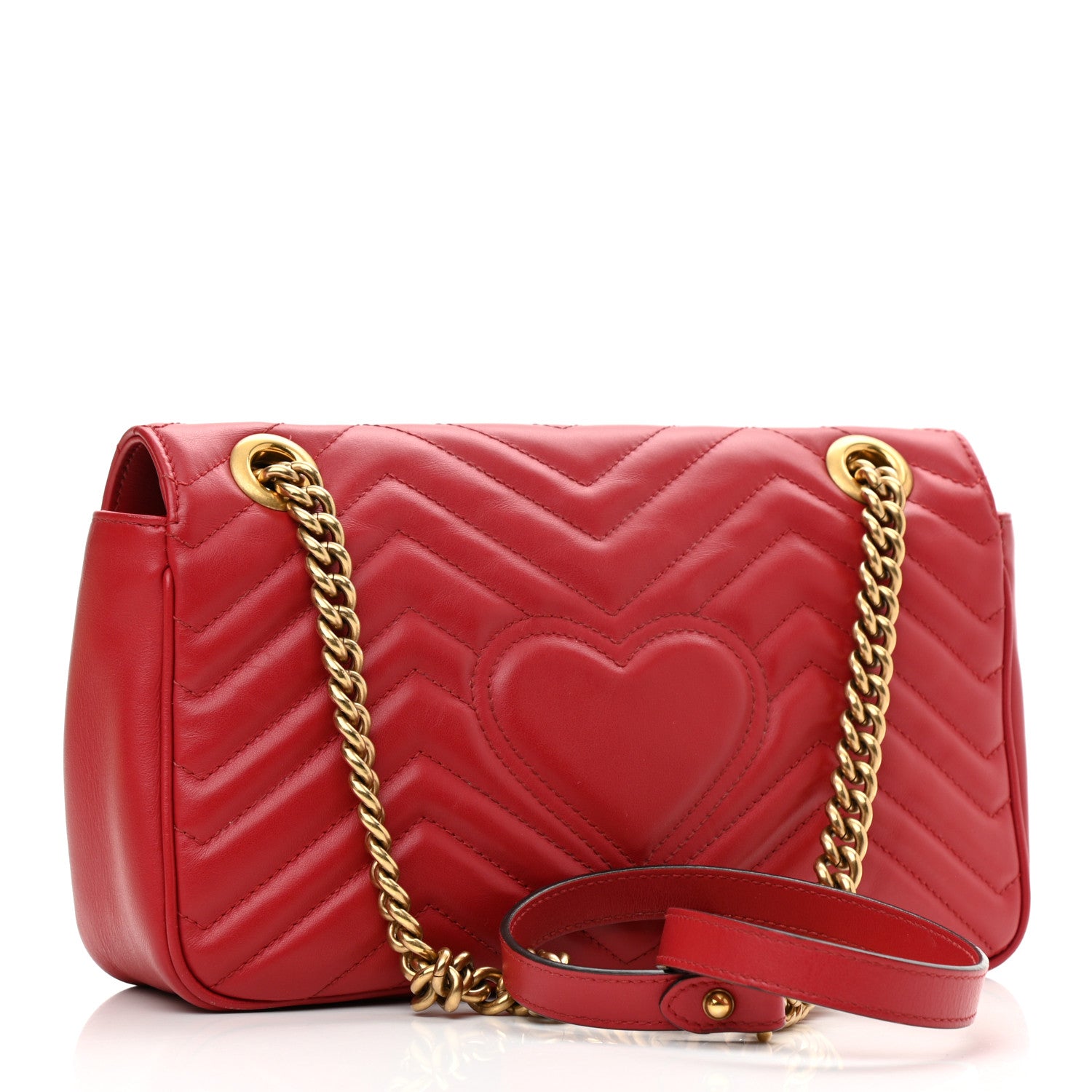 Gucci Calfskin Matelasse Small GG Marmont Shoulder Bag Hibiscus Red 3 of 11
