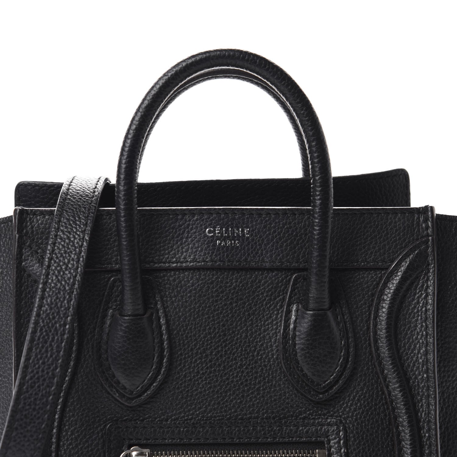 Celine Drummed Calfskin Nano Luggage Black 9 of 9